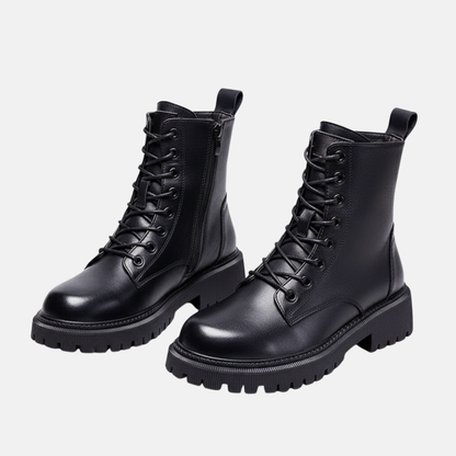 Ladies Low Heel Boots with Cushioning and Thick Sole - OutfitLondon