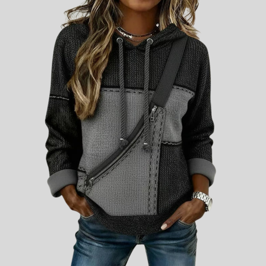 Cozy Crew Neck Hoodie Sweater Top - OutfitLondon