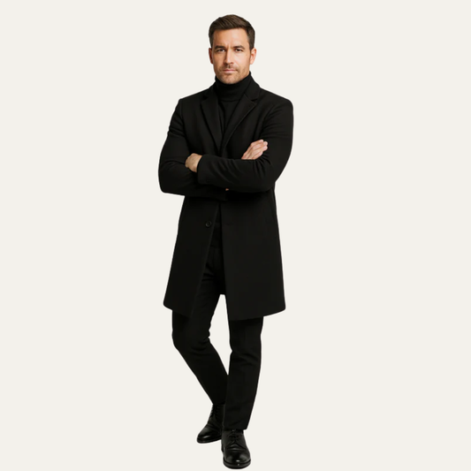 Men's Traditional Full Length Wool Coat - OutfitLondon