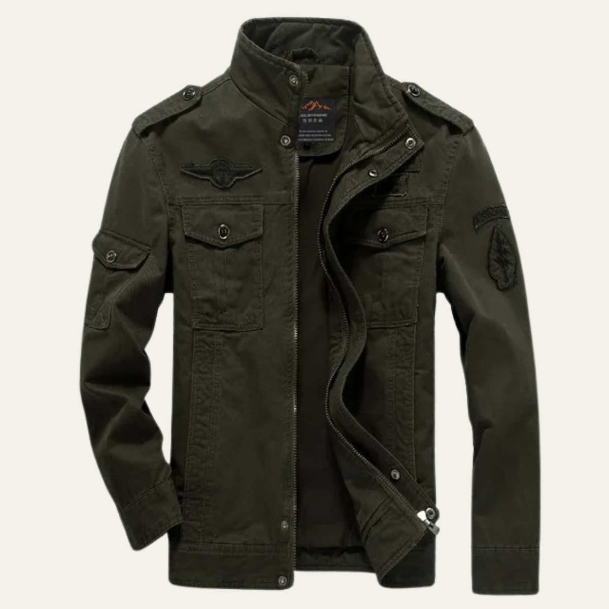 Men's Synthetic Leather Bomber Coat with Pocket Detail - OutfitLondon