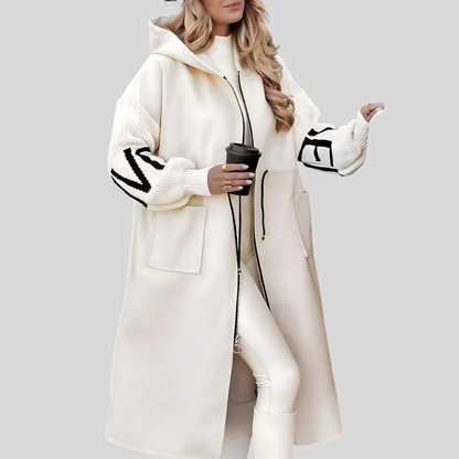 Warm Cable Knit Hoodie Jacket - OutfitLondon
