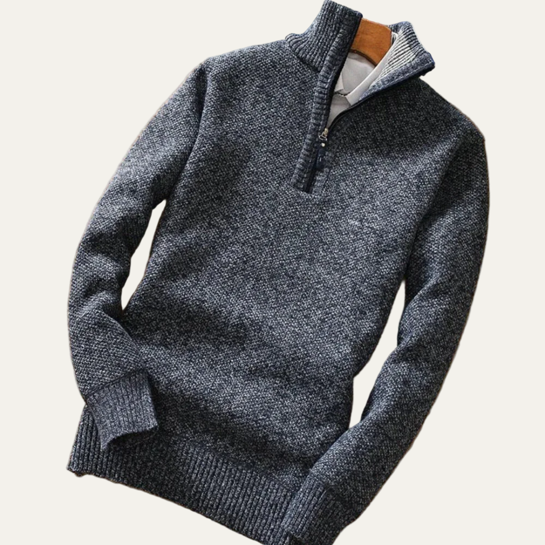 Classic Men's Crew Neck Quarter Zip Jumper