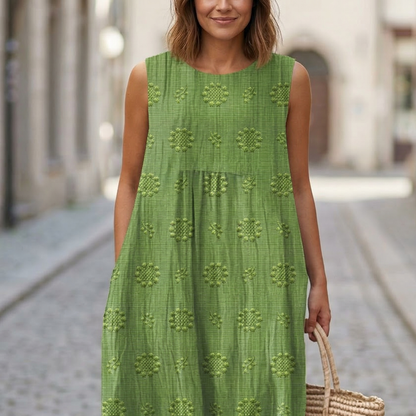 Comfortable Cap Sleeveless Midi Summer Dress - OutfitLondon