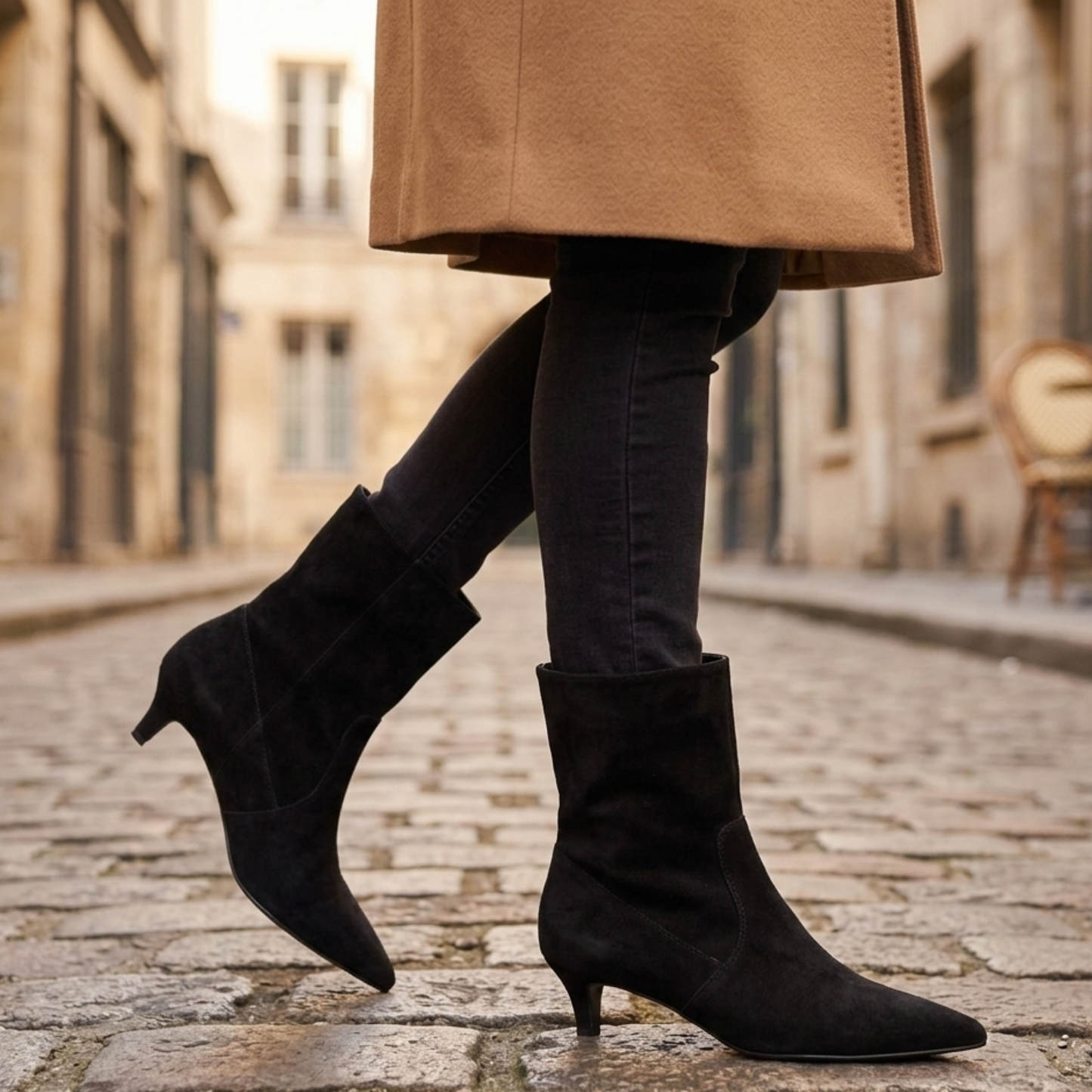 Low Heel Pointed Toe Black Ankle Boots Women - OutfitLondon