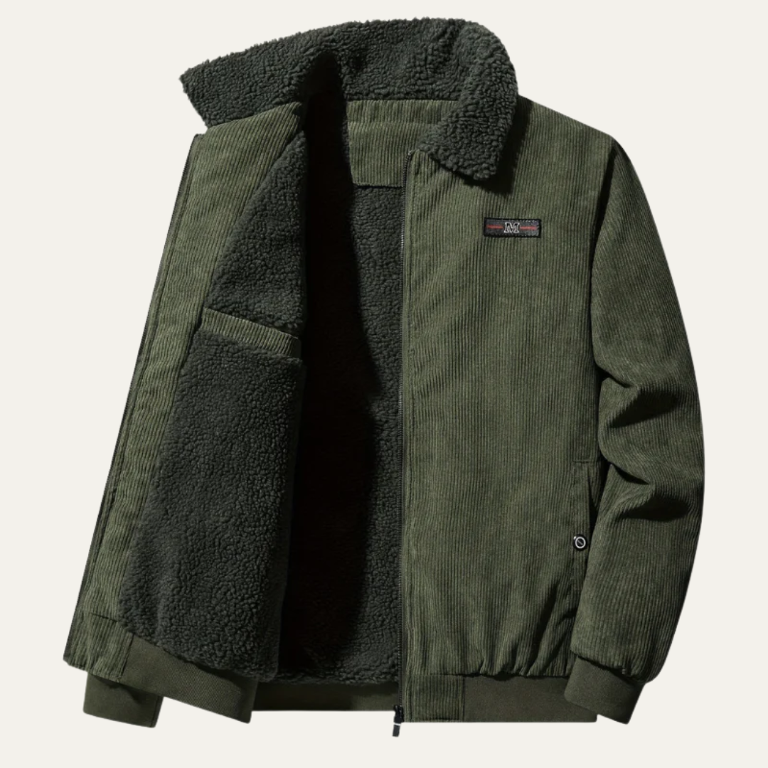 Warm Shearling Lined Men's Zip Up Jacket - OutfitLondon