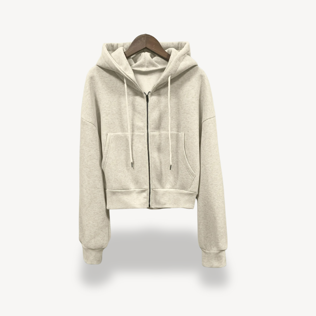 Fitted Zip Up Hoodie for Ladies - OutfitLondon