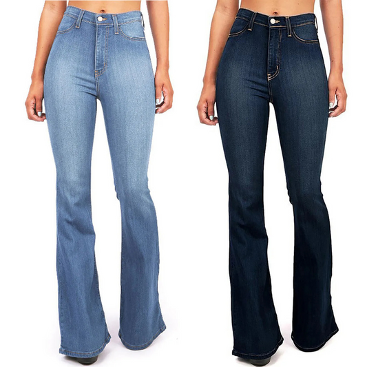 Fitted Ladies Relaxed Flare Jeans - OutfitLondon