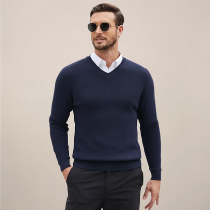 Men's Simple V-Neck Winter Sweater - OutfitLondon