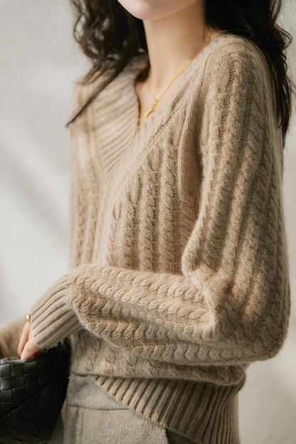 Comfy V Neck Women's Knitted Jumper - OutfitLondon