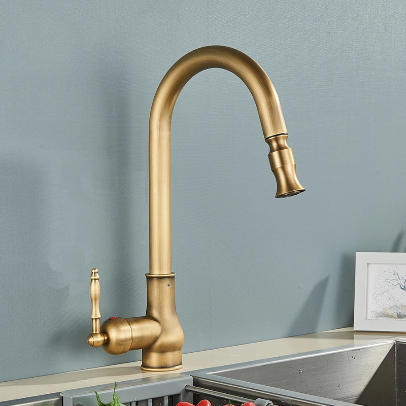 Traditional Bronze Kitchen Faucet With Swivel Spout And Oil Rubbed Finish - OutfitLondon
