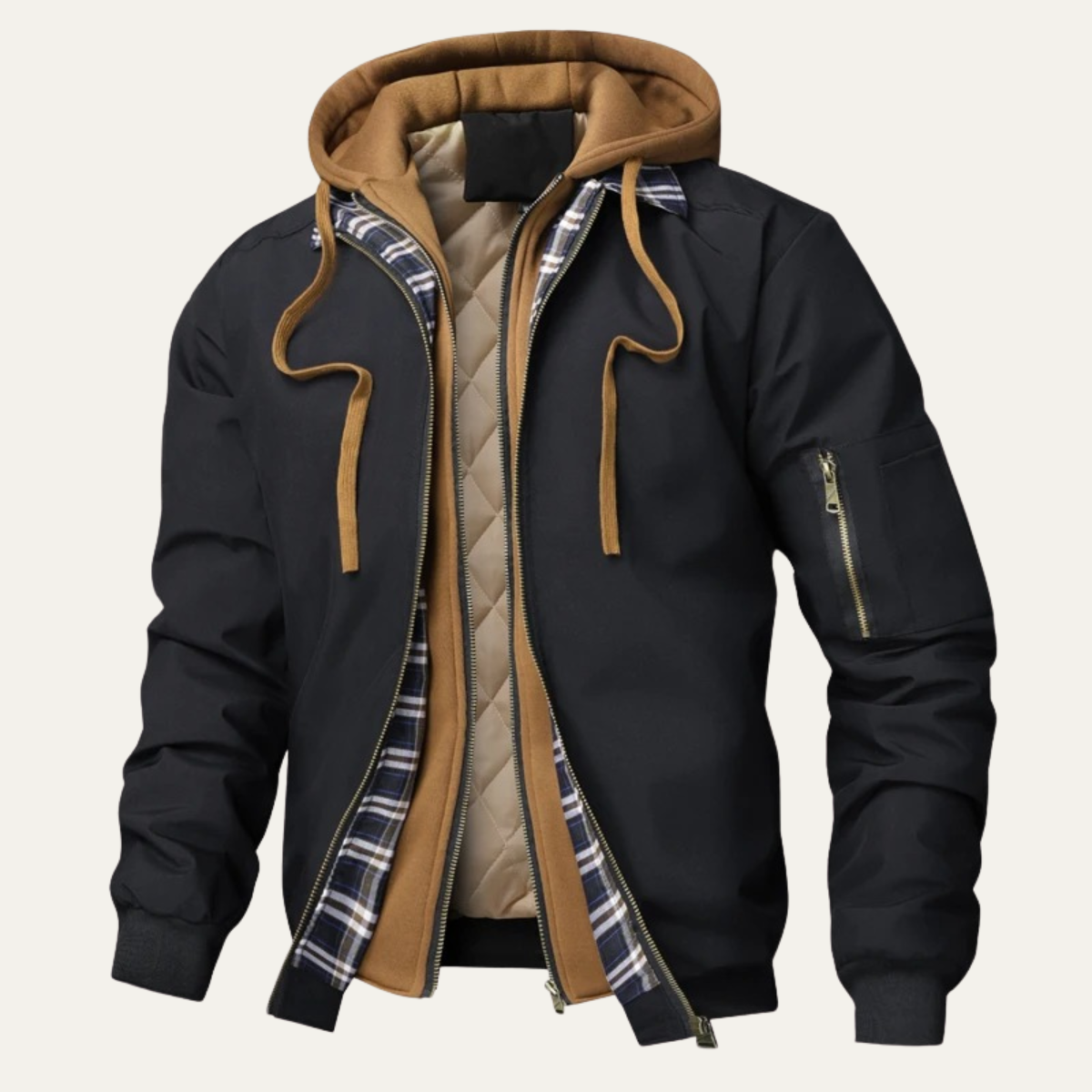 Warm Mens Fleece Hooded Winter Jacket - OutfitLondon