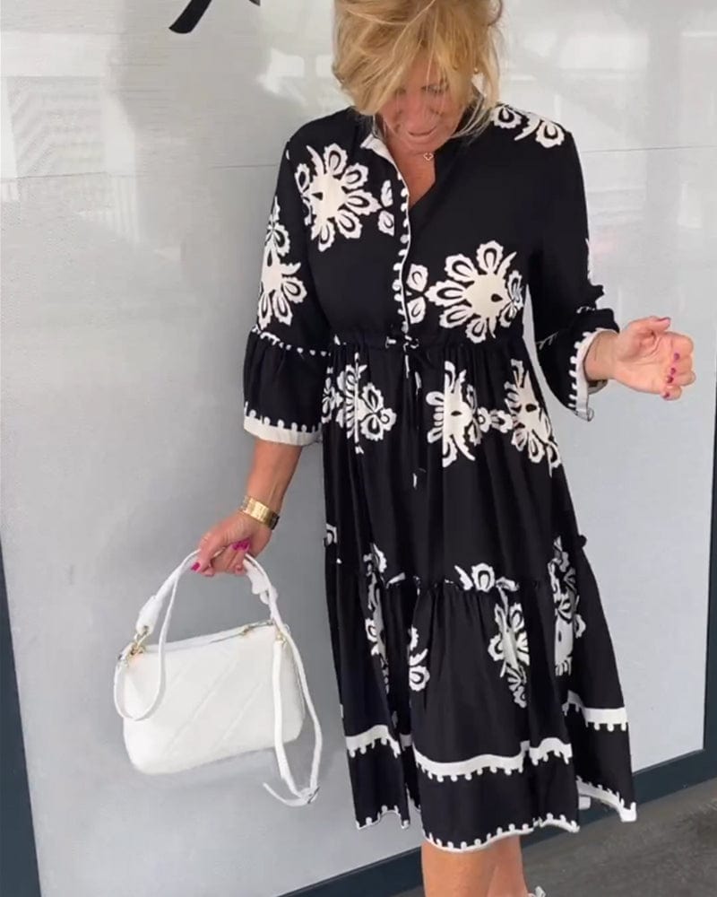 Beautiful Women's Floral Short Sleeve Midi Dress - OutfitLondon