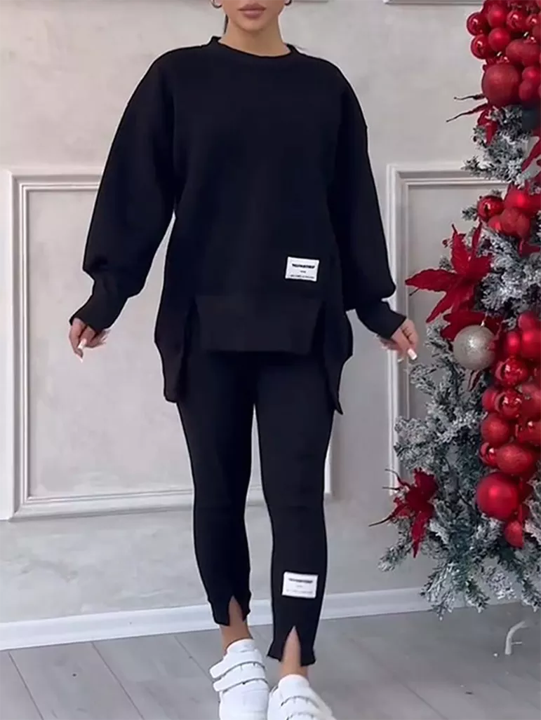 Cozy Ladies Patchwork Jumper and Legging Set