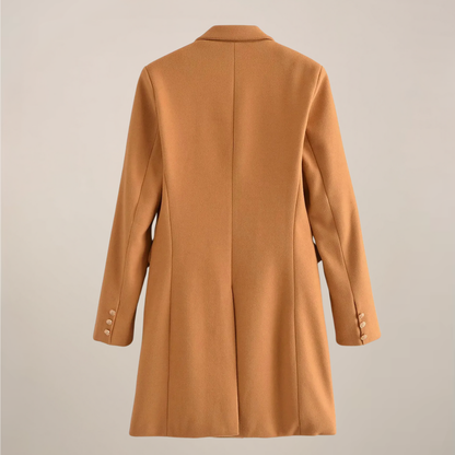 Classic Tan Double Breasted Coat with Gold Buttons
