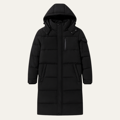 Warm Men's Black Parka Puffer Jacket with Hood - OutfitLondon