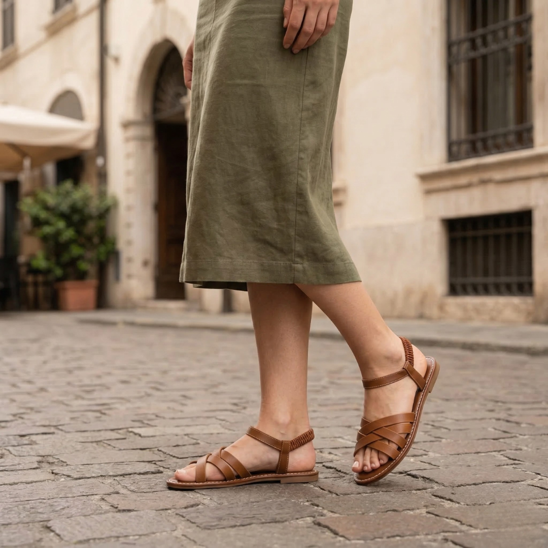 Comfortable Strappy Sandals Leather Summer Footwear - OutfitLondon