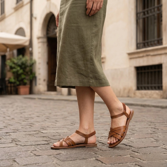Comfortable Strappy Sandals Leather Summer Footwear - OutfitLondon