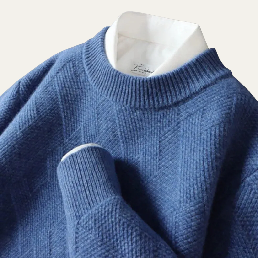 Men's Patterned Crew Neck Pullover Sweater