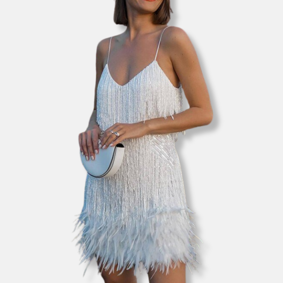 Glittering Beaded Mini Party Dress - OutfitLondon