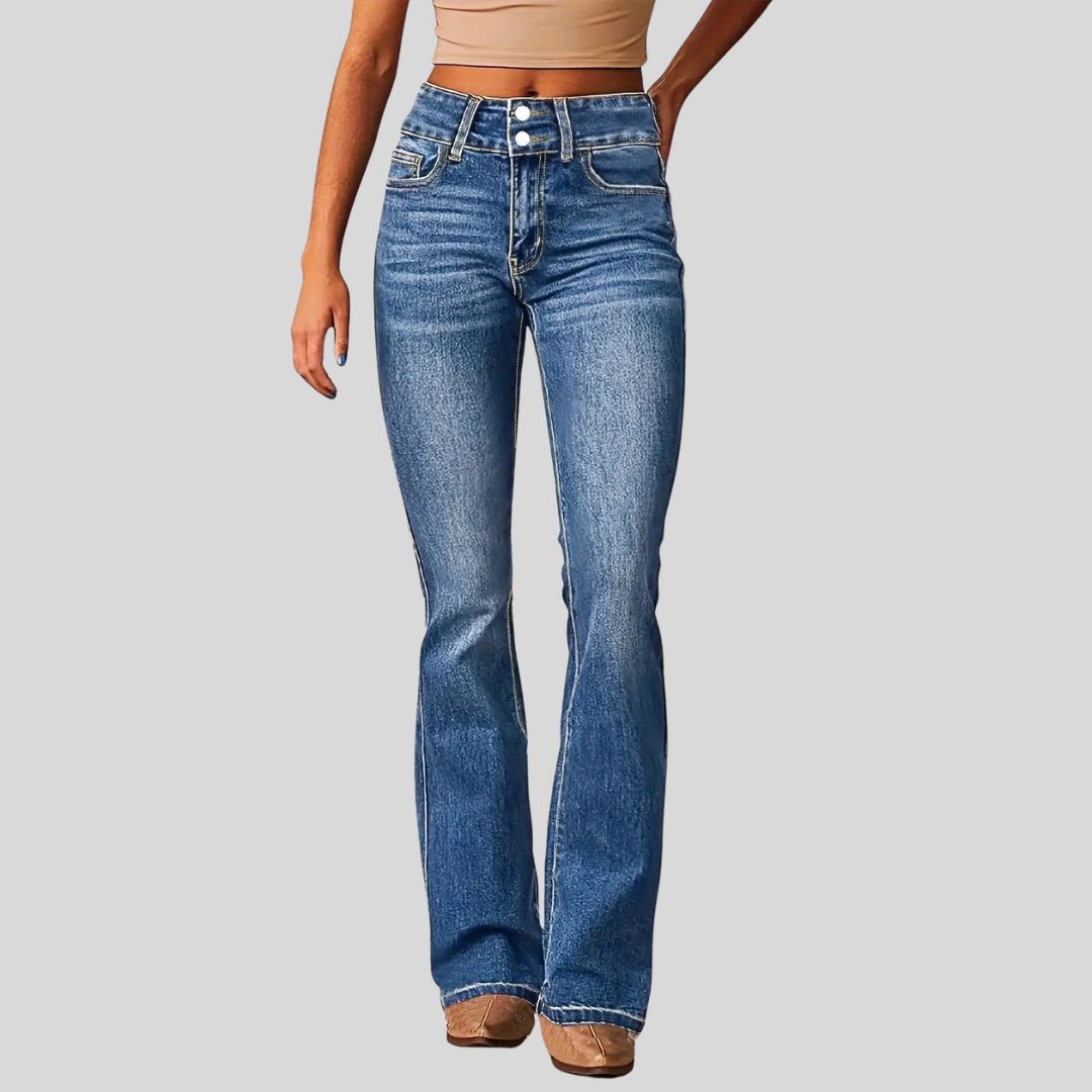 Trendy High Waisted Wide Leg Jeans - OutfitLondon