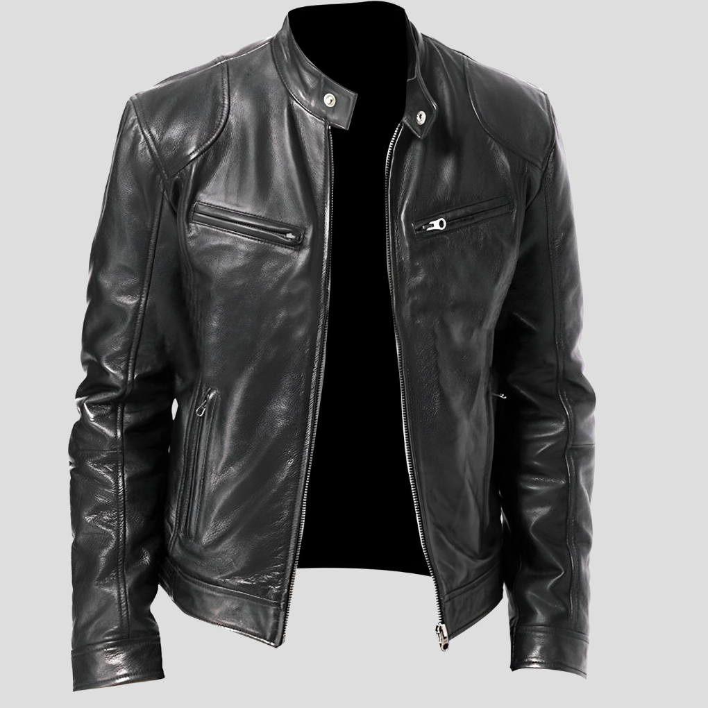 Stylish Mens Real Leather Biker Jacket - OutfitLondon