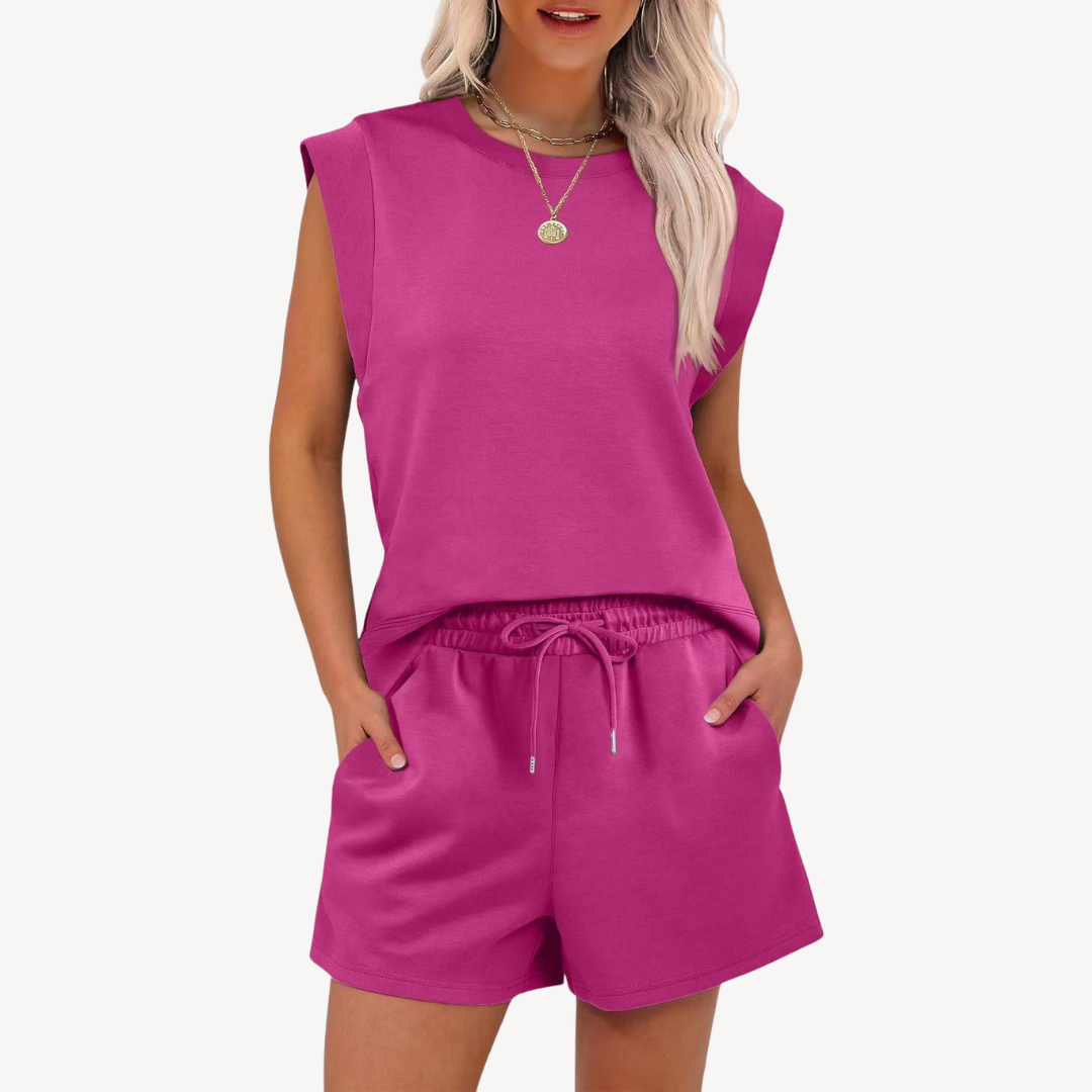 Relaxed Fit Ladies Cotton Shorts Set