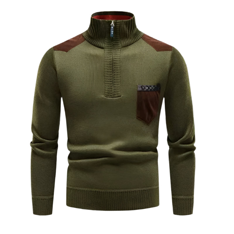Colourful Patchwork Mens Half Zip Sweater