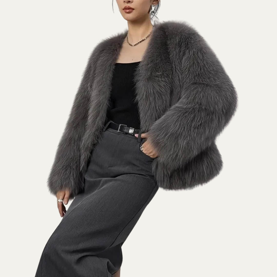 Short Faux Fur Waist Jacket - OutfitLondon