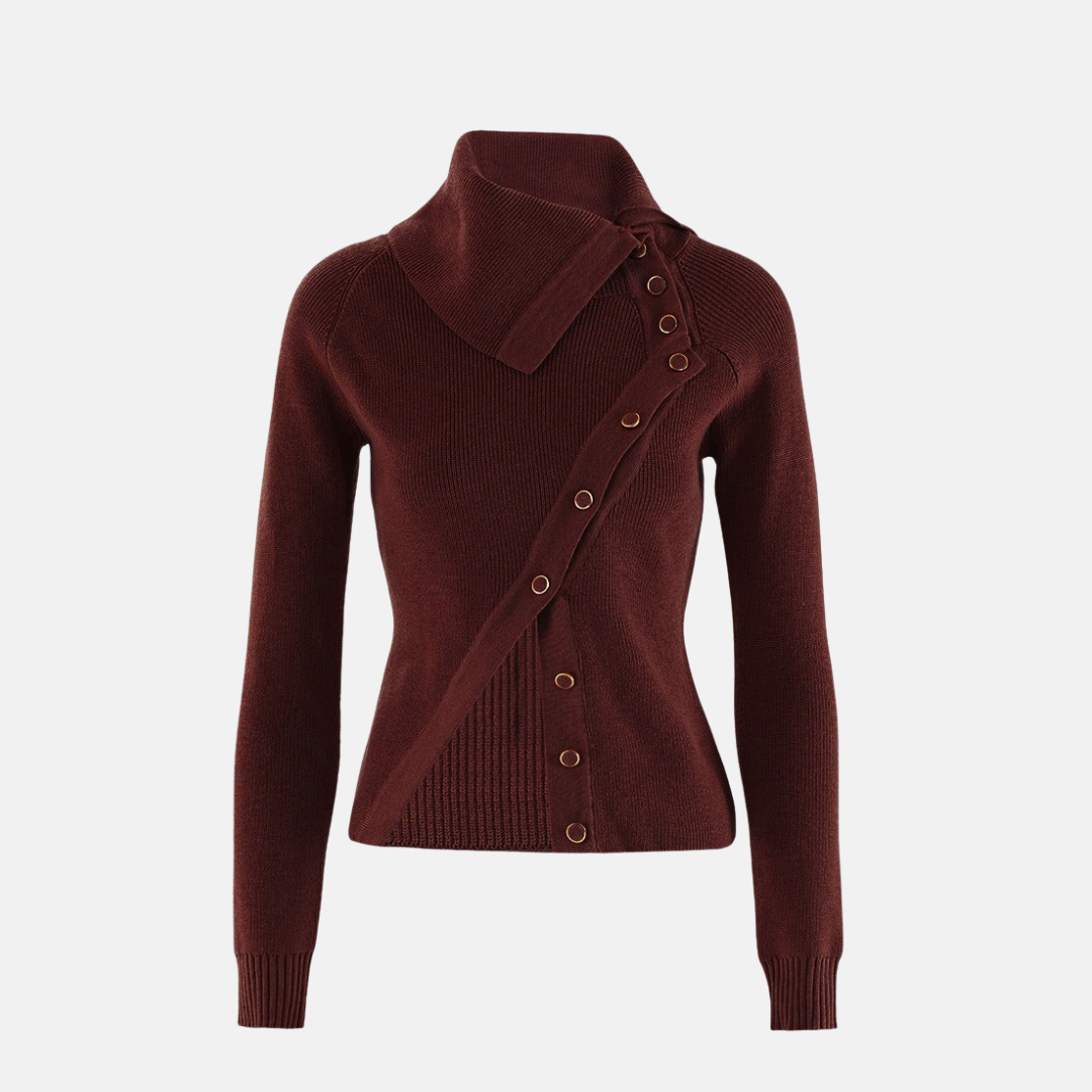 Women's Fitted Wool Sweater - Ribbed Crew Neck Top