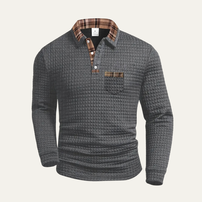 Men's Classic Striped Polo Shirt with Patterned Collar - OutfitLondon
