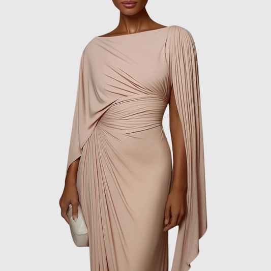 Flowy Ruffled Floor Length Evening Dress - OutfitLondon