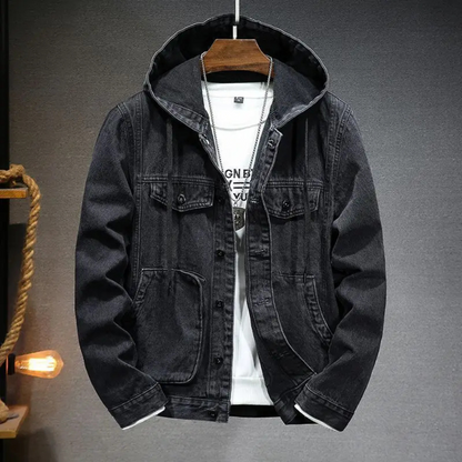 Big Fit Hooded Blue Jean Jacket For Men