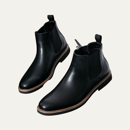 Men's Black Leather Chelsea Ankle Boot - OutfitLondon
