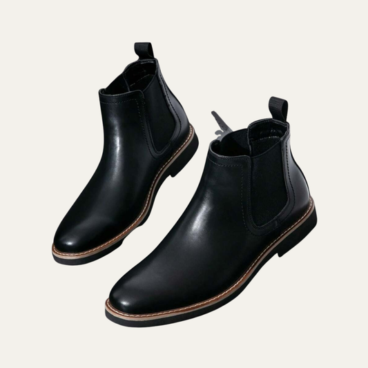 Men's Black Leather Chelsea Ankle Boot - OutfitLondon