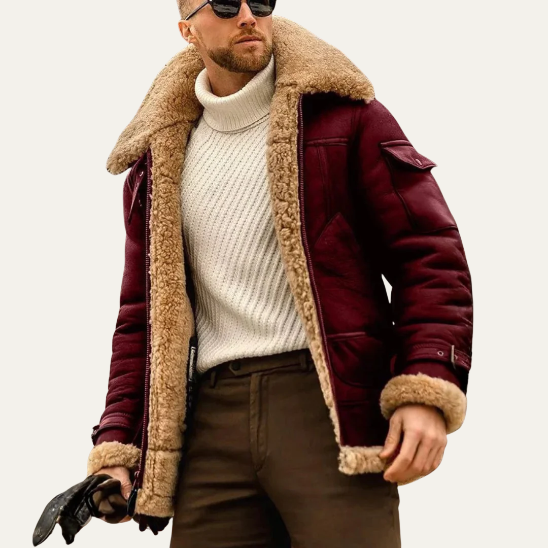 Men's Warm Leather Pilot Jacket
