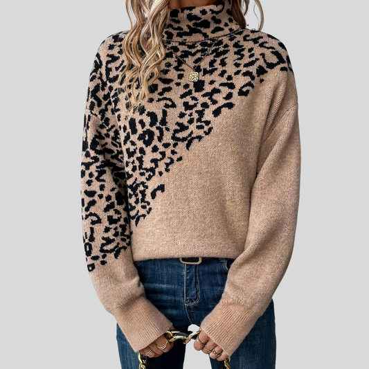 Animal Print Crew Neck Sweater - OutfitLondon
