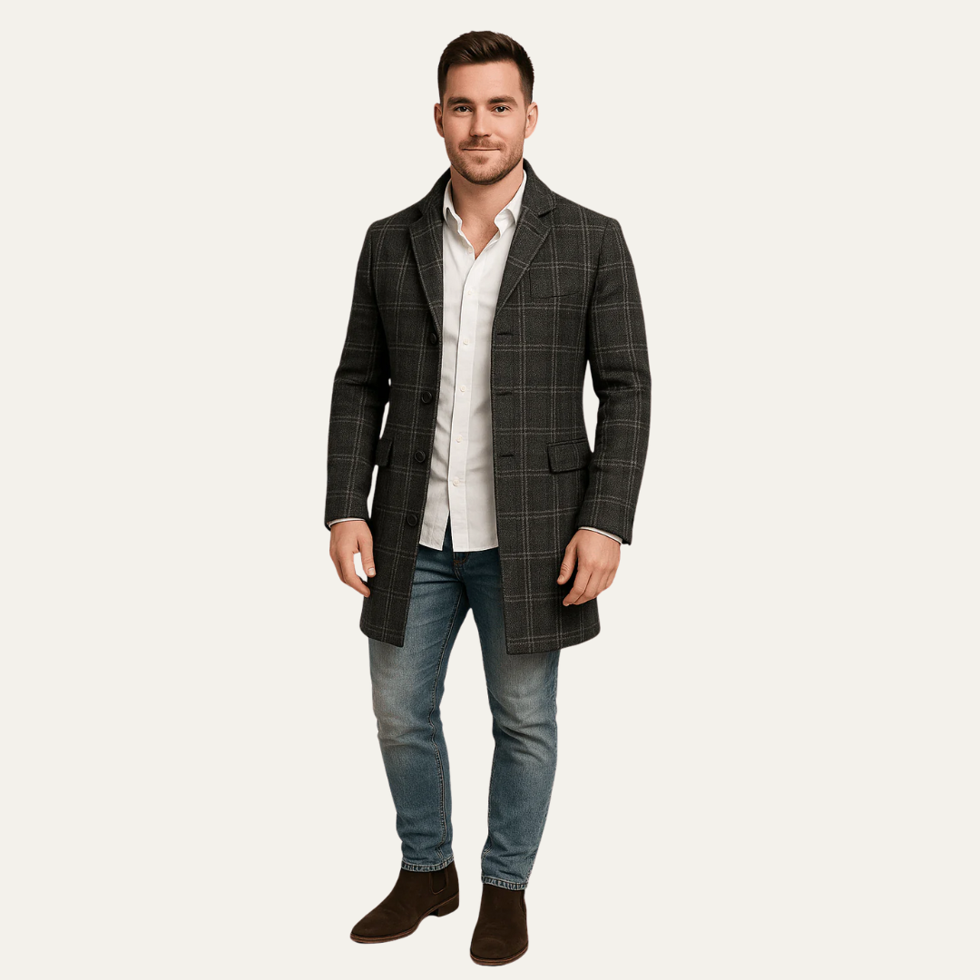 Classic Fit Plaid Overcoat