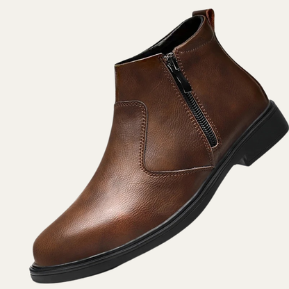 Classic Mens Leather Ankle Boots with Zipper - OutfitLondon