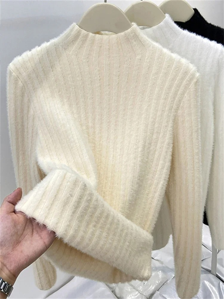 Cozy Ladies Wool Knit Winter Pullover Sweater - OutfitLondon