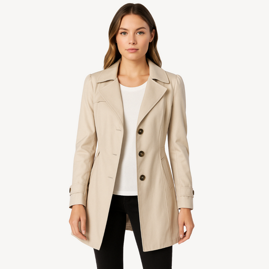 Classic Tan Ladies Trench Coat - OutfitLondon
