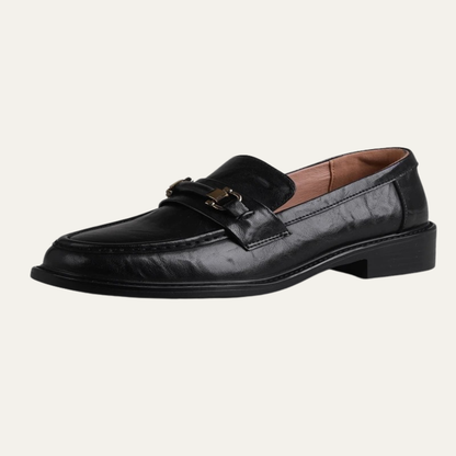 Luxury Mens Leather Slip On Dress Loafers with Metal Buckle - OutfitLondon