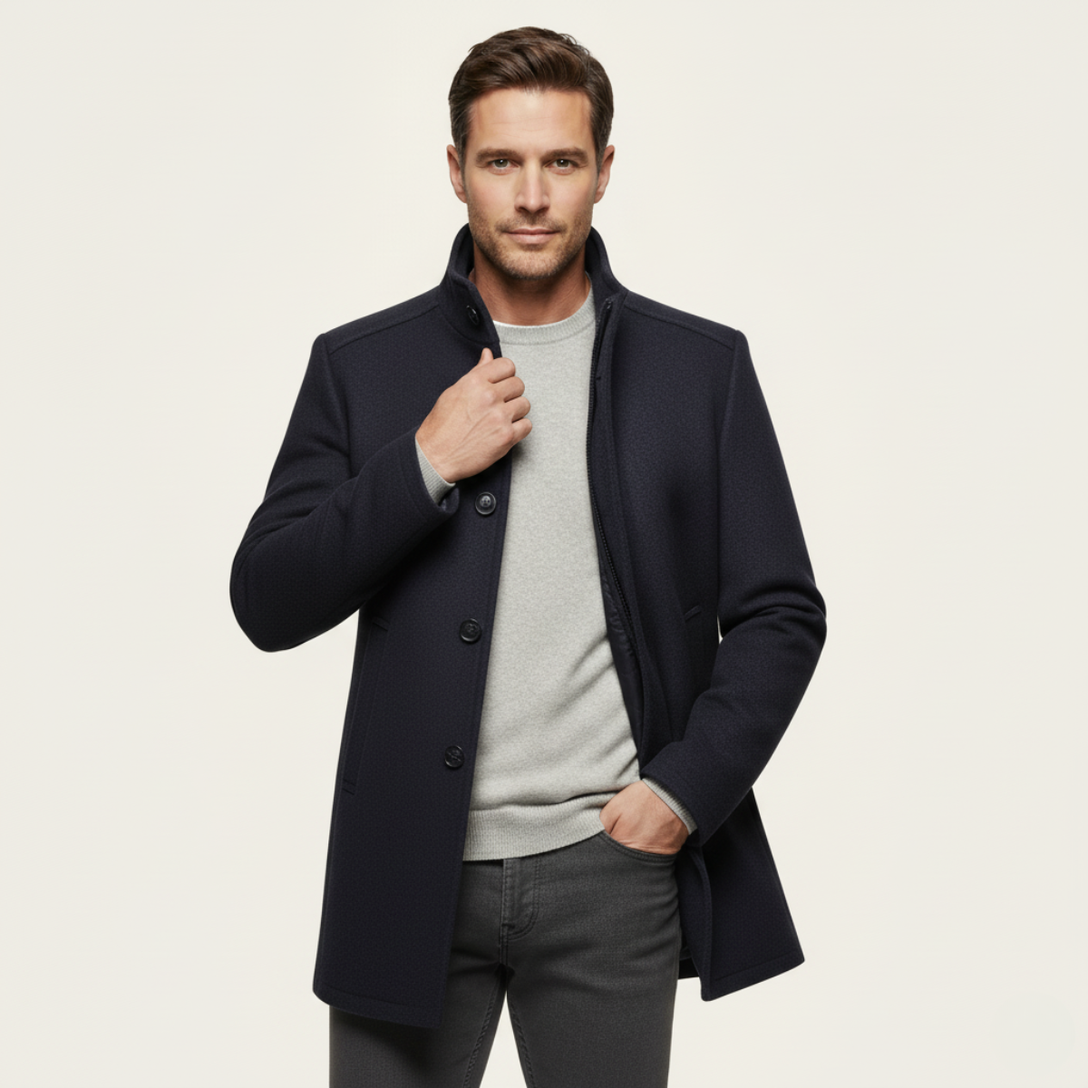 Thermal Mens Wool Coat with Insulated Lining
