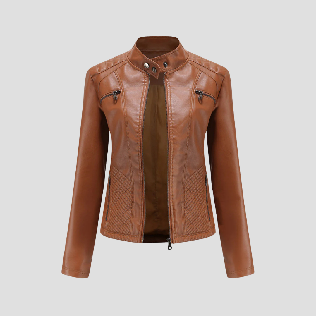 Classic Stitched Motorcycle Leather Coat - OutfitLondon