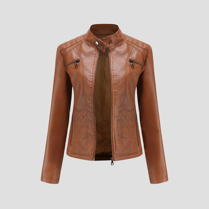 Classic Stitched Motorcycle Leather Coat - OutfitLondon