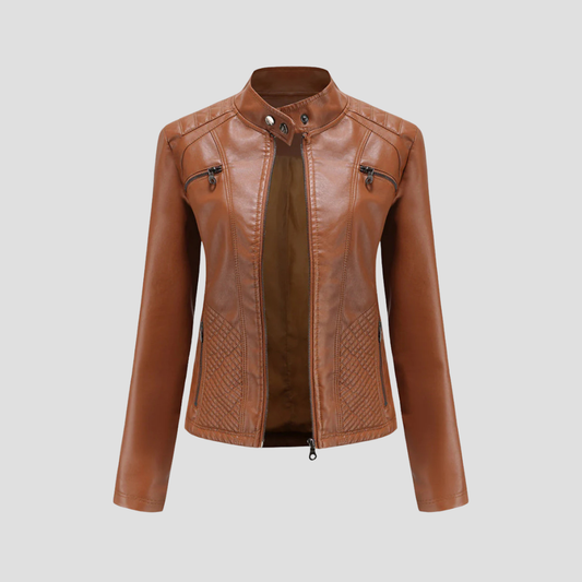 Classic Stitched Motorcycle Leather Coat - OutfitLondon
