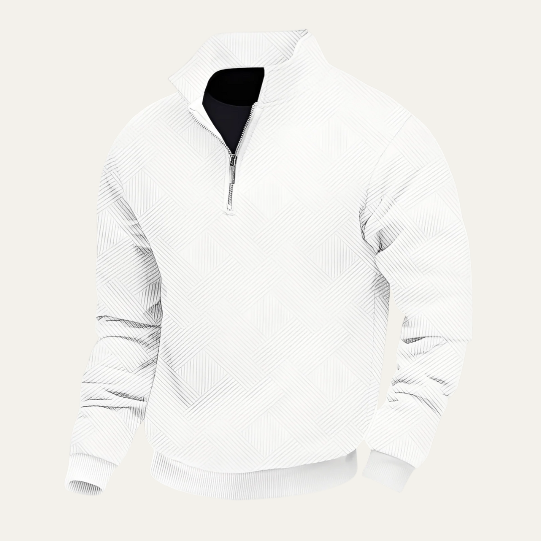 Men's Patterned Fleece Quarter Zip Sweater - OutfitLondon