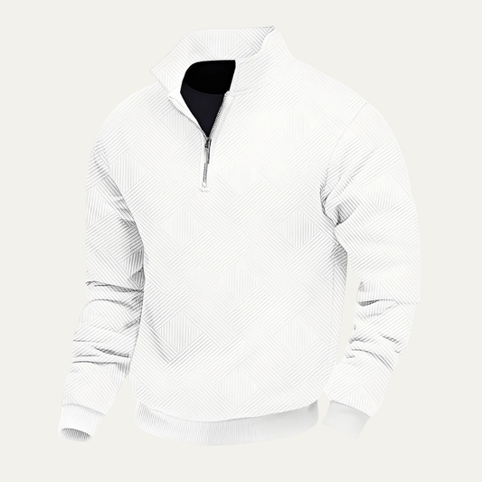 Men's Patterned Fleece Quarter Zip Sweater - OutfitLondon