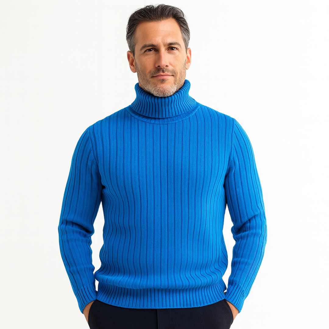 Colorful Men's Turtleneck Knit Sweater - OutfitLondon