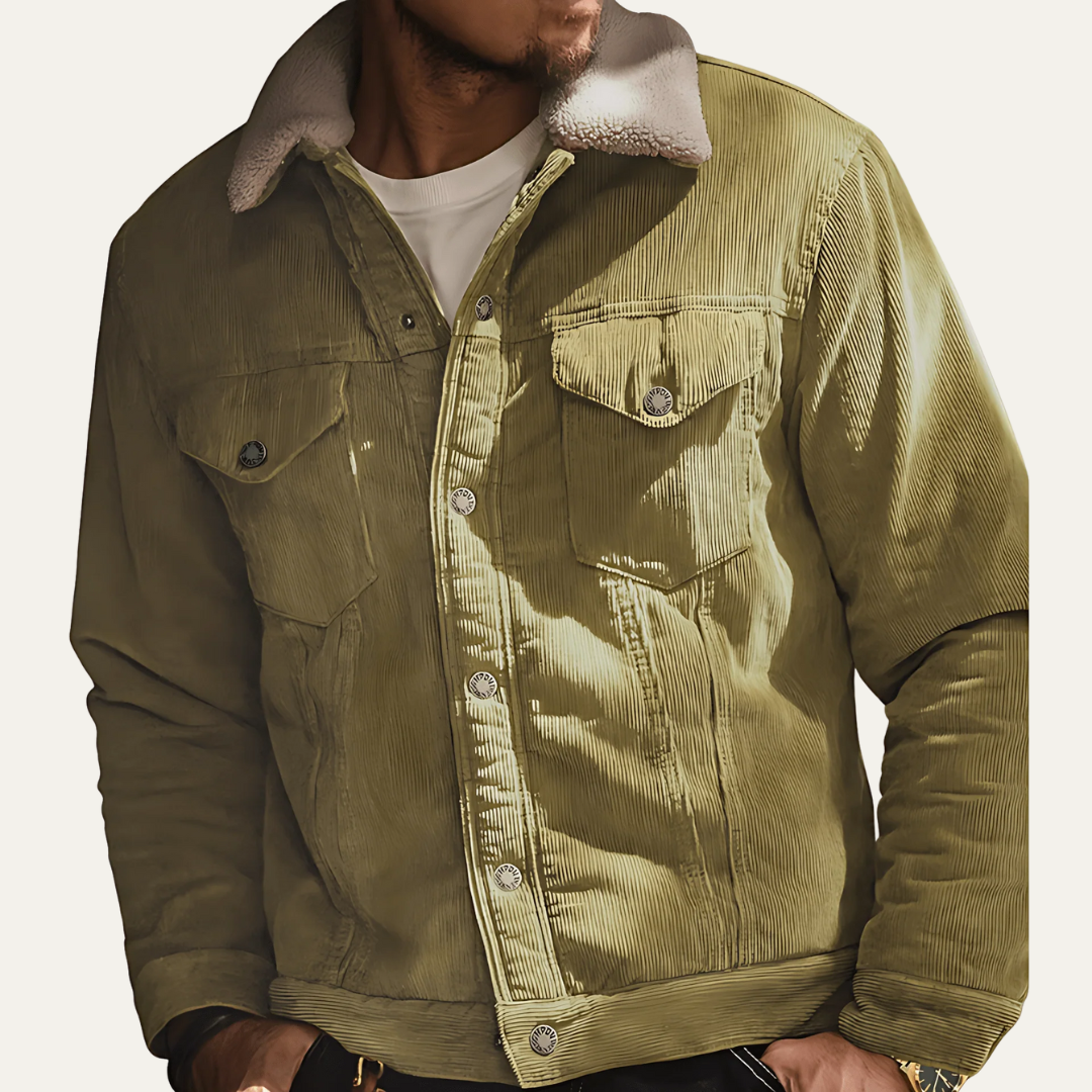 Men's Faux Fur Lined Denim Truckers Jacket - OutfitLondon