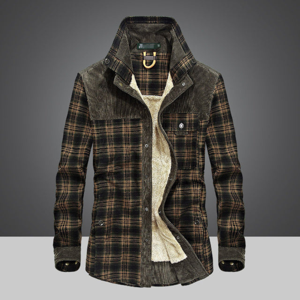 Warm Plaid Shirt Jacket for Men